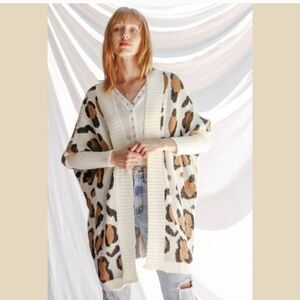 Plus size Creme Lepoard Print Ultra Soft Open Front Cardigan Size 2X 16-18